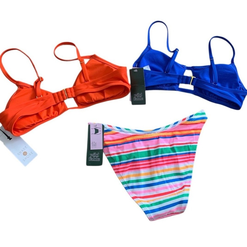Wild Fable Shade & Shore Bikini Bundle 3 Piece Set: 2 Tops, 1 Bottom beach‎ NWT - Picture 2 of 5